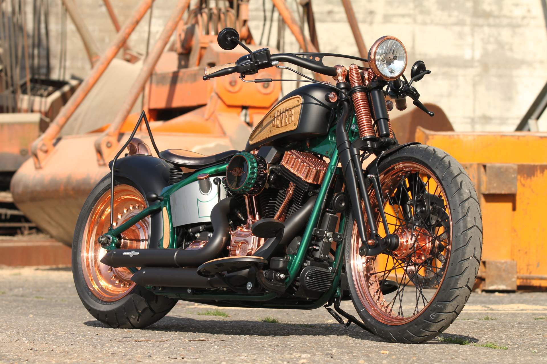 Customized Harley-Davidson Softail Blackline motorcycles by Thunderbike