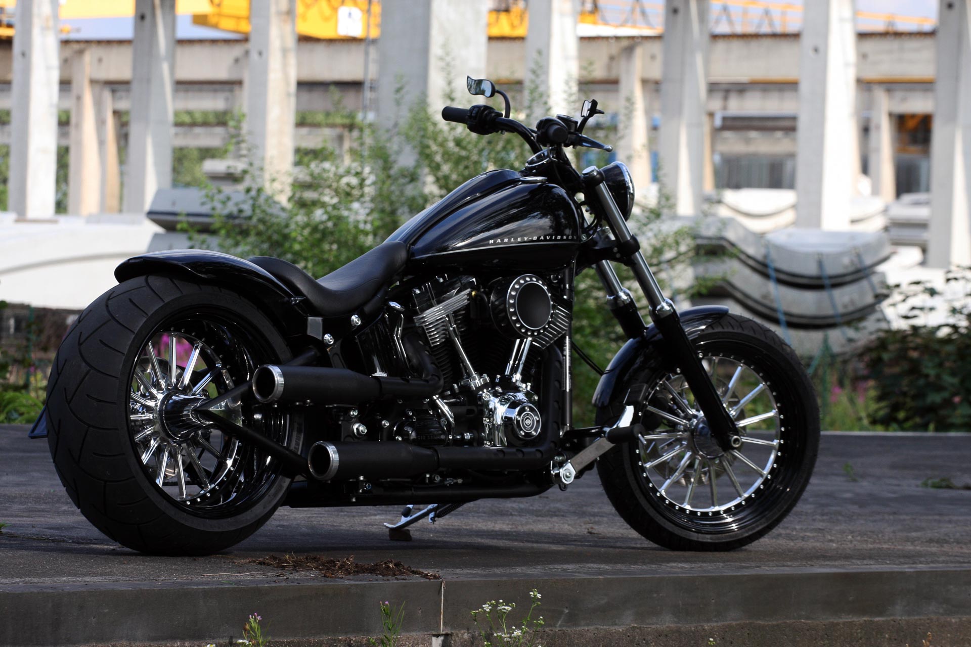 Customized Harley-Davidson Softail Blackline motorcycles by Thunderbike