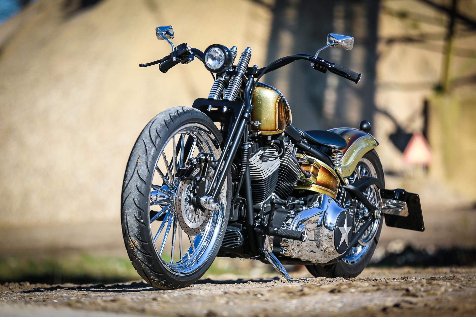 Customized Harley-Davidson Softail Blackline motorcycles by Thunderbike