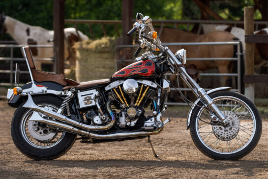 Customized Harley-Davidson motorcycles with Shovelhead engine by