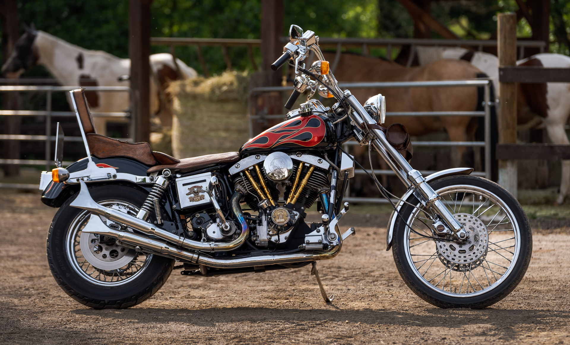 Customized Harley-Davidson motorcycles with Shovelhead engine by Thunderbike